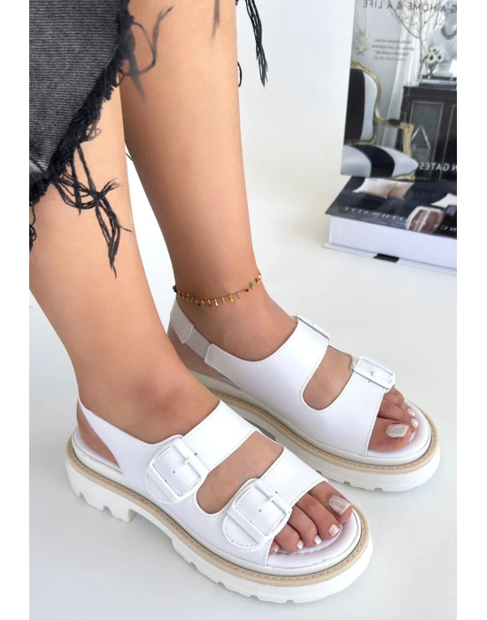Milta Beyaz Cilt Kadın Sandalet