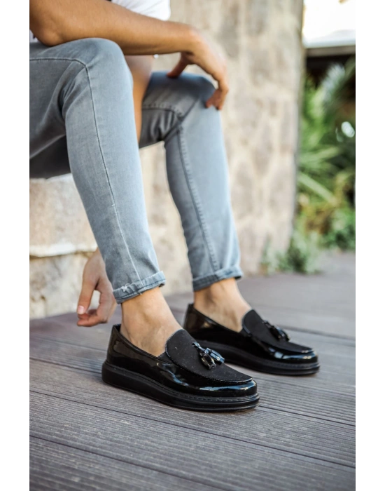 MN002 - RST Loafer Verniciata Erkek Ayakkabı SIYAH