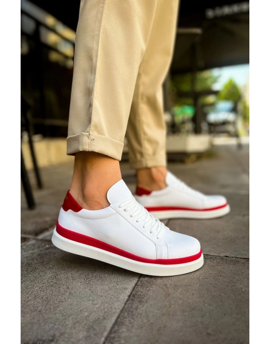 MN979 - Santoni GBT Spor Erkek Ayakkabı BEYAZ/KIRMIZI