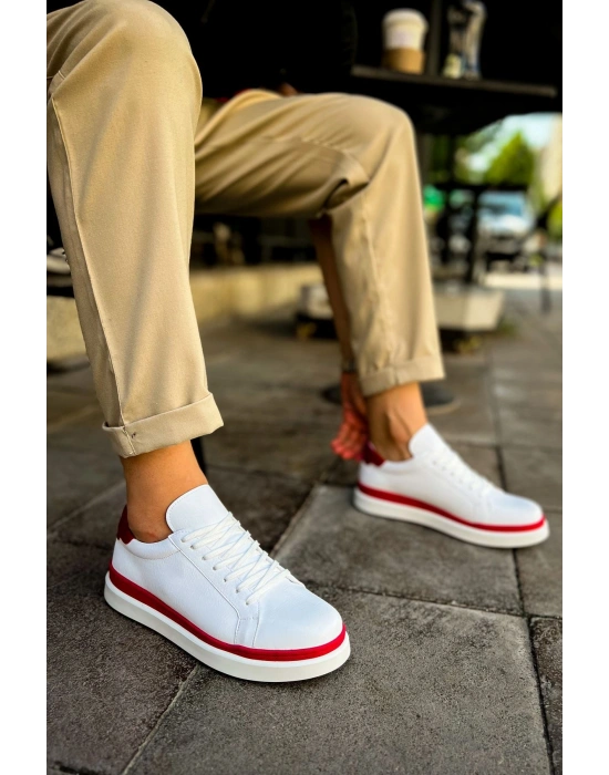 MN979 - Santoni GBT Spor Erkek Ayakkabı BEYAZ/KIRMIZI
