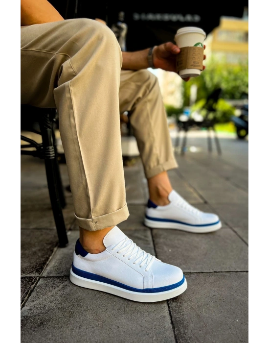 MN979 - Santoni GBT Spor Erkek Ayakkabı BEYAZ/MAVI