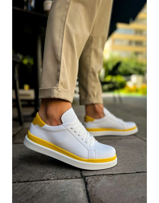 MN979 - Santoni GBT Spor Erkek Ayakkabı BEYAZ/SARI