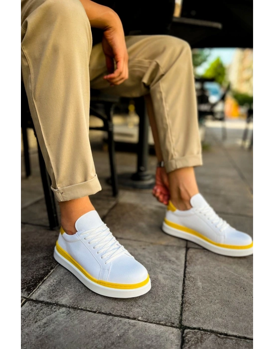 MN979 - Santoni GBT Spor Erkek Ayakkabı BEYAZ/SARI