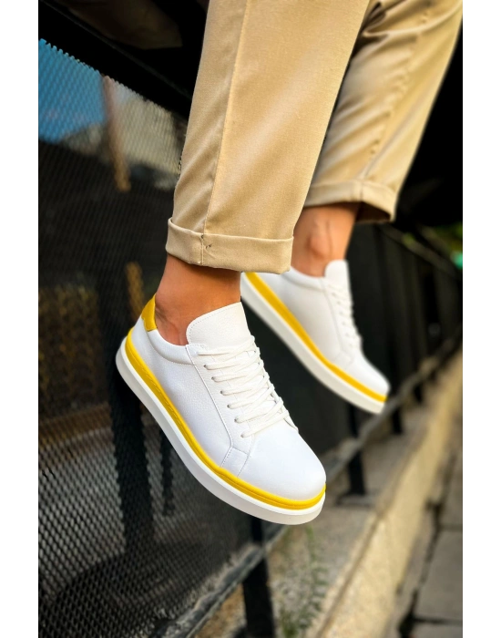 MN979 - Santoni GBT Spor Erkek Ayakkabı BEYAZ/SARI