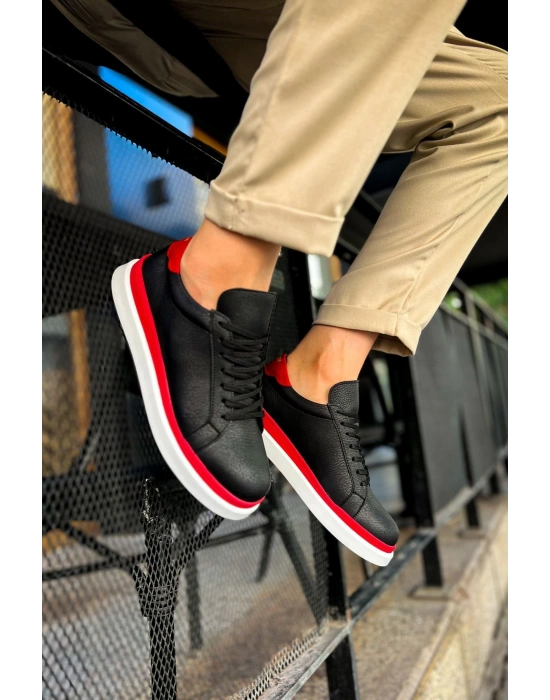 MN979 - Santoni GBT Spor Erkek Ayakkabı SIYAH/KIRMIZI