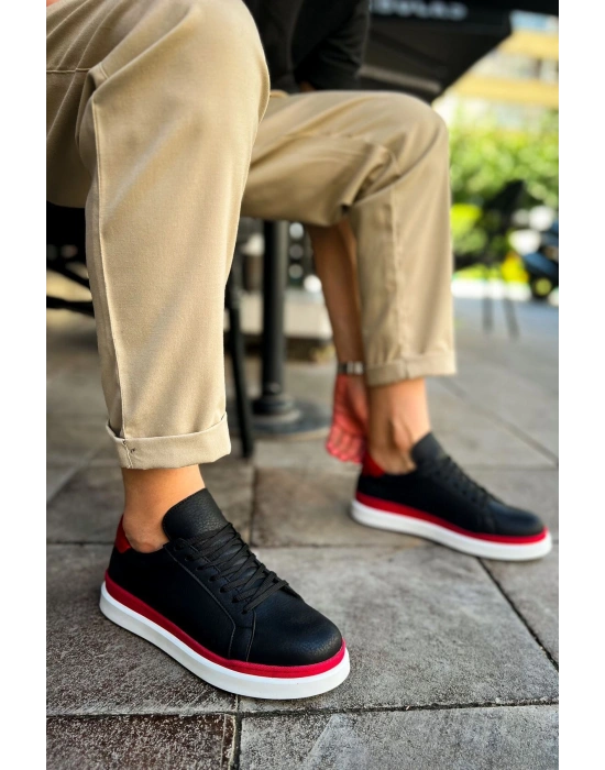 MN979 - Santoni GBT Spor Erkek Ayakkabı SIYAH/KIRMIZI