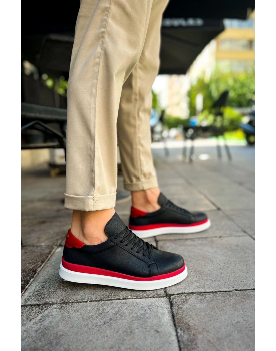 MN979 - Santoni GBT Spor Erkek Ayakkabı SIYAH/KIRMIZI