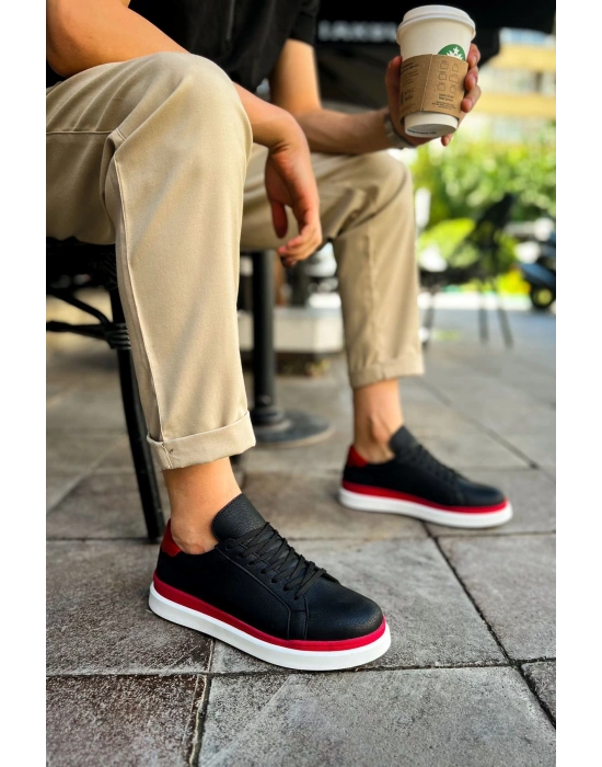 MN979 - Santoni GBT Spor Erkek Ayakkabı SIYAH/KIRMIZI