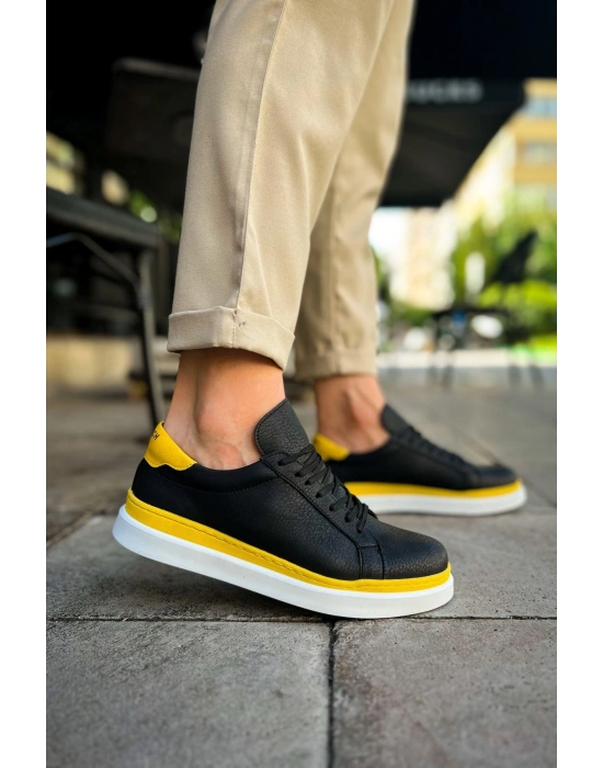 MN979 - Santoni GBT Spor Erkek Ayakkabı SIYAH/SARI