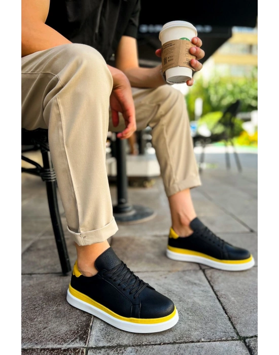 MN979 - Santoni GBT Spor Erkek Ayakkabı SIYAH/SARI