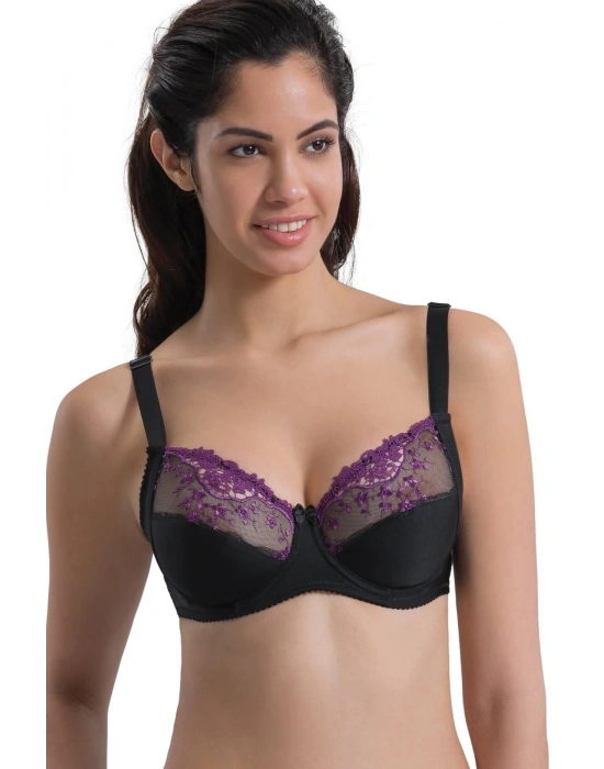 MOR SİYAH MI Emay 136 B Balenli Toparlayıcı Dantelli Sütyen
