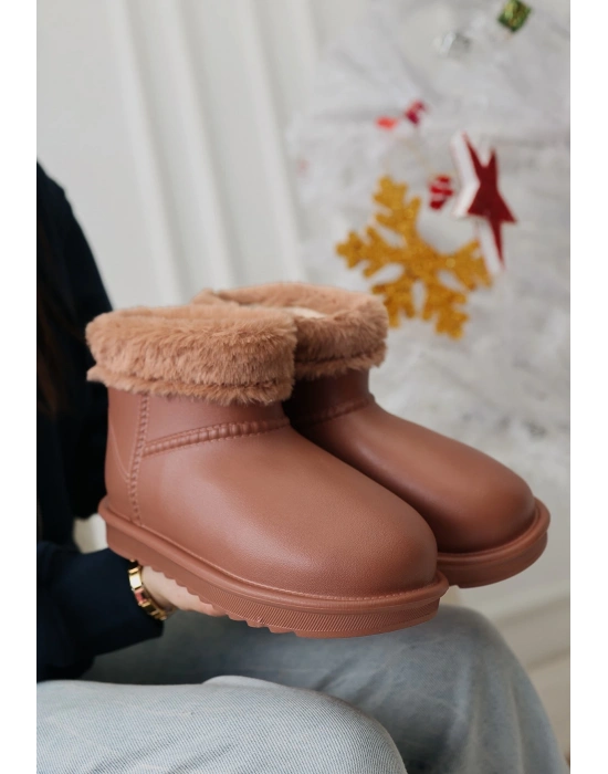 Mordi Taba Oval Burunlu Su Geçirmez İçi Kürklü Kadın Bot