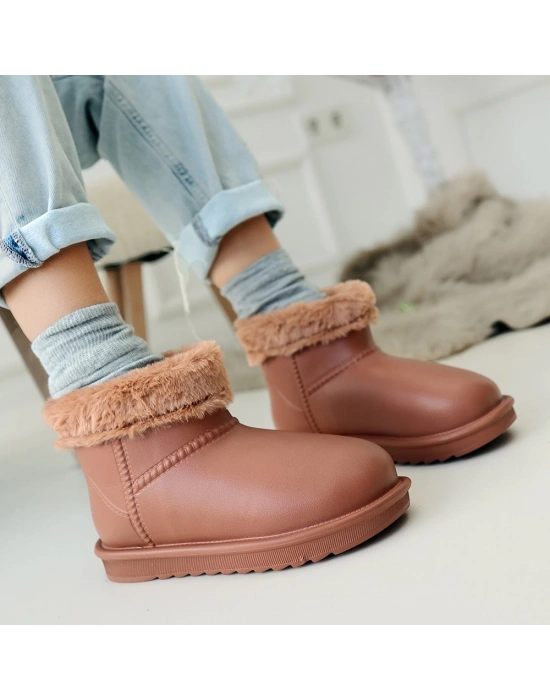 Mordi Taba Oval Burunlu Su Geçirmez İçi Kürklü Kadın Bot