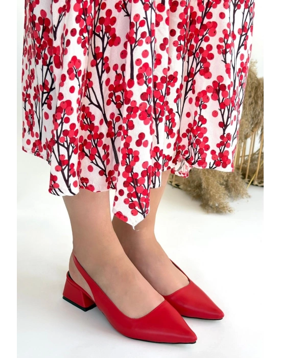 Morji Kırmızı Cilt Kadın Topuklu Ayakkabı