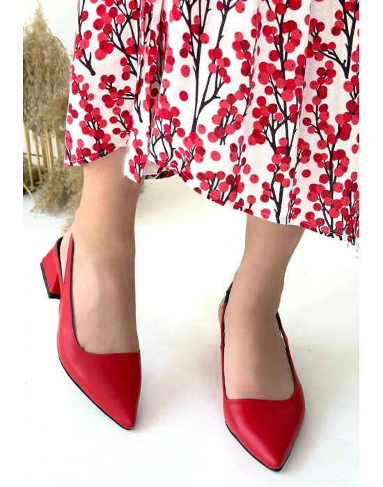 Morji Kırmızı Cilt Kadın Topuklu Ayakkabı