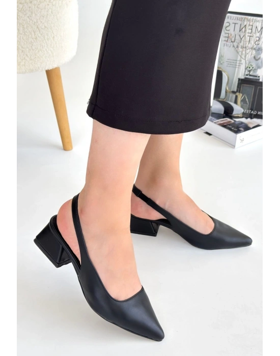 Morji Siyah Cilt Kadın Topuklu Ayakkabı