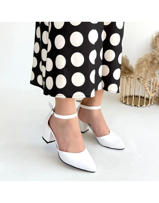 Mulen Beyaz Cilt Kadın Topuklu Ayakkabı