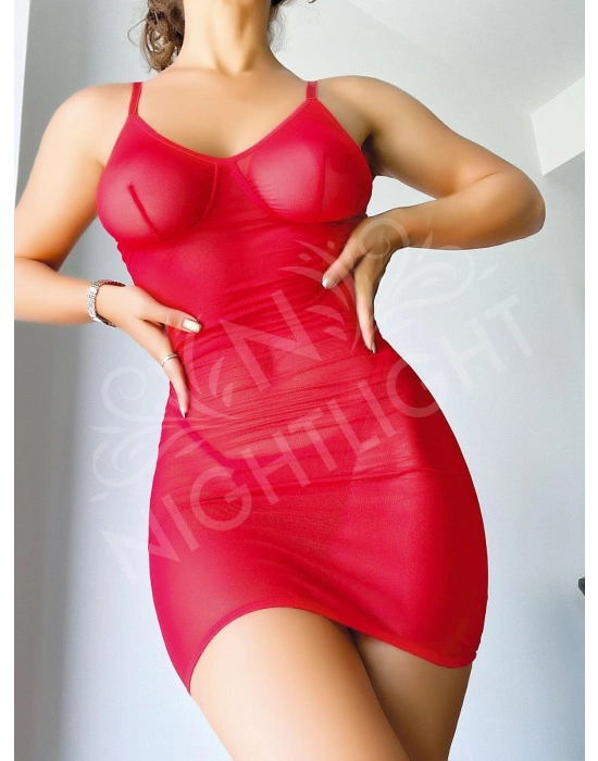 Nightlight Arkası İp Detaylı Fantazi Çekici Mini Gecelik