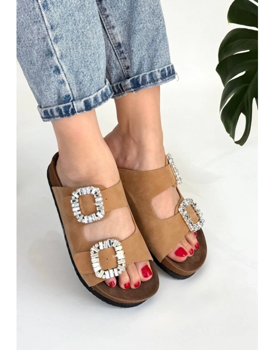 Nool Camel Nubuk Kadın Terlik