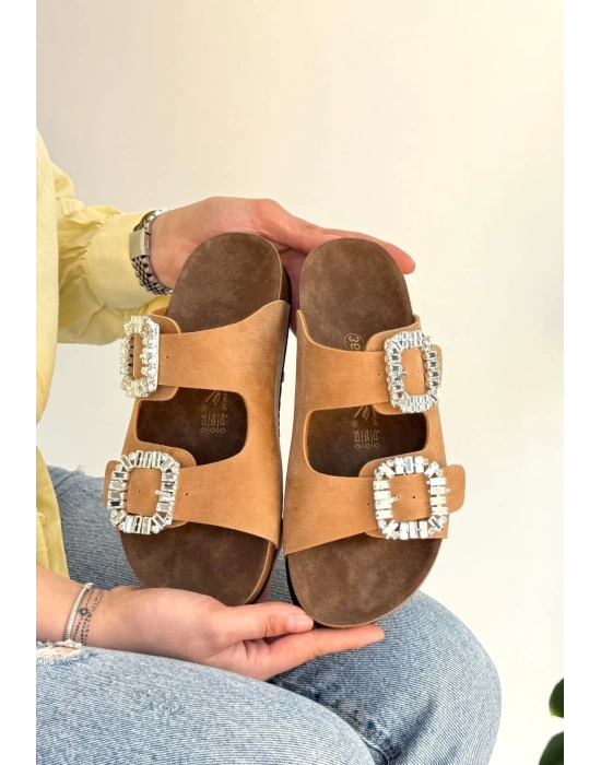 Nool Camel Nubuk Kadın Terlik