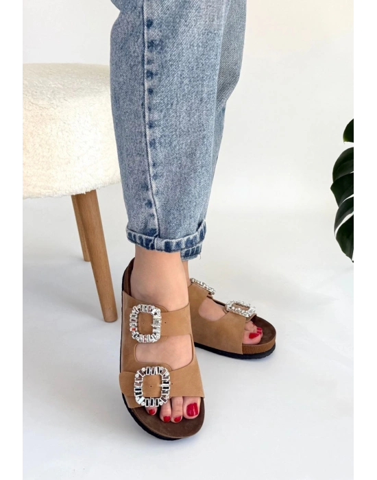 Nool Camel Nubuk Kadın Terlik