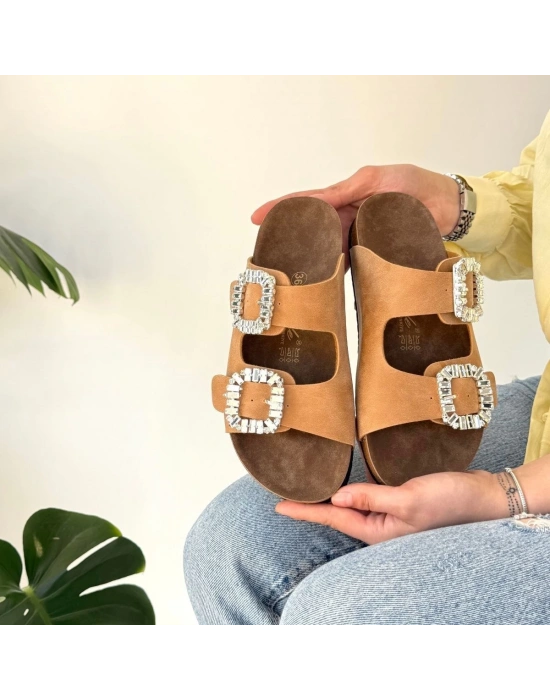 Nool Camel Nubuk Kadın Terlik