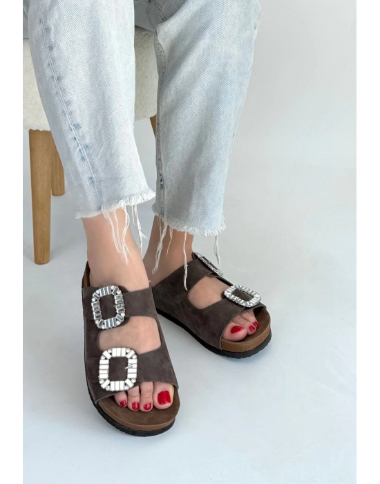 Nool Kahverengi Nubuk Kadın Terlik