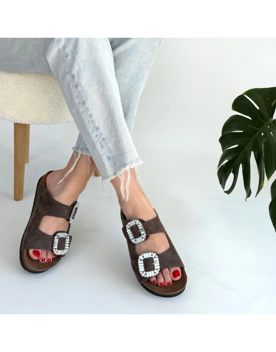 Nool Kahverengi Nubuk Kadın Terlik