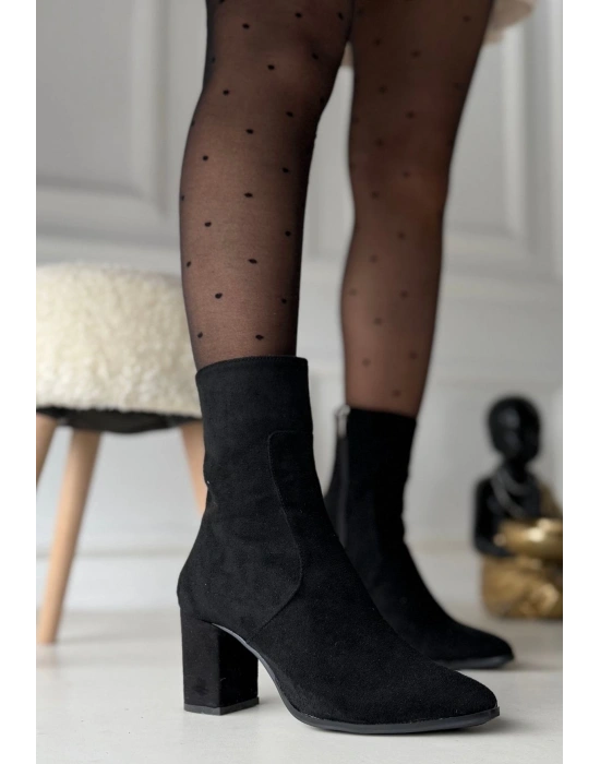 Noort Siyah Süet Topuklu Kadın Bot