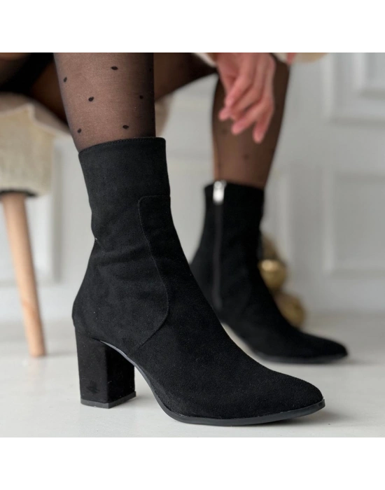 Noort Siyah Süet Topuklu Kadın Bot