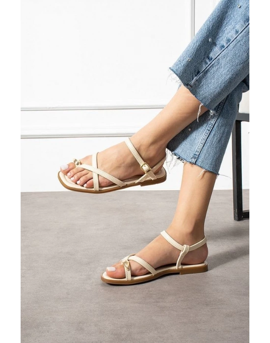 Nordi Bej Cilt Kemerli Sandalet