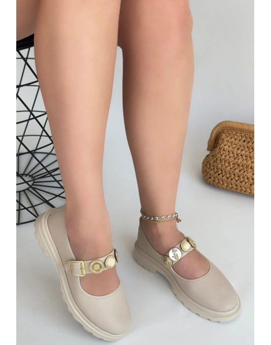 Okira Bej Cilt Oxford Ayakkabı