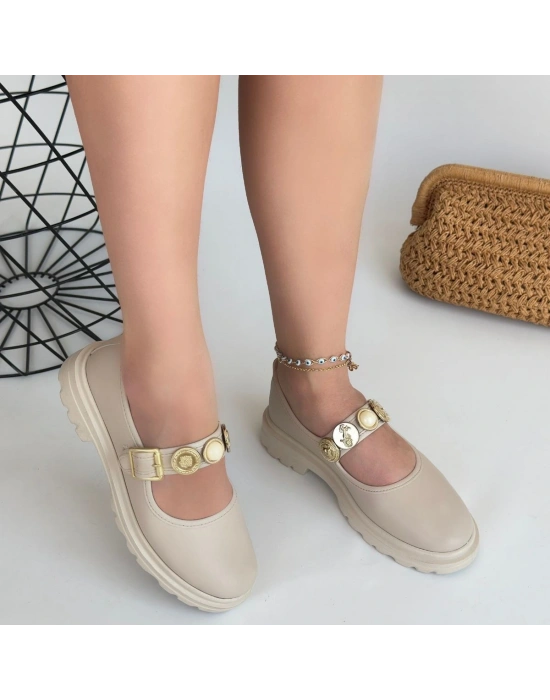 Okira Bej Cilt Oxford Ayakkabı