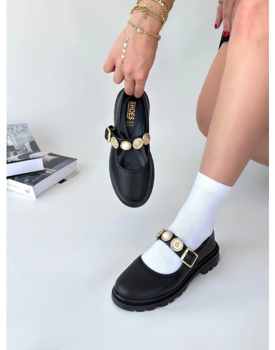 Okira Siyah Cilt Oxford Ayakkabı