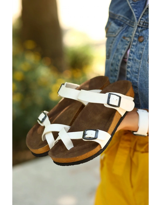 Opil Beyaz Nubuk Kadın Terlik