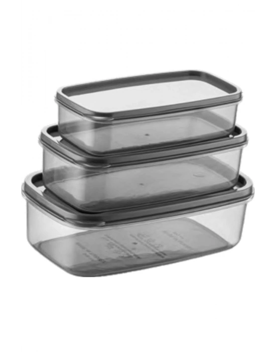 Oval 3 Parça Hava Almaz Sızdırmaz Saklama Kabı Seti Füme (300/500/800 ml)