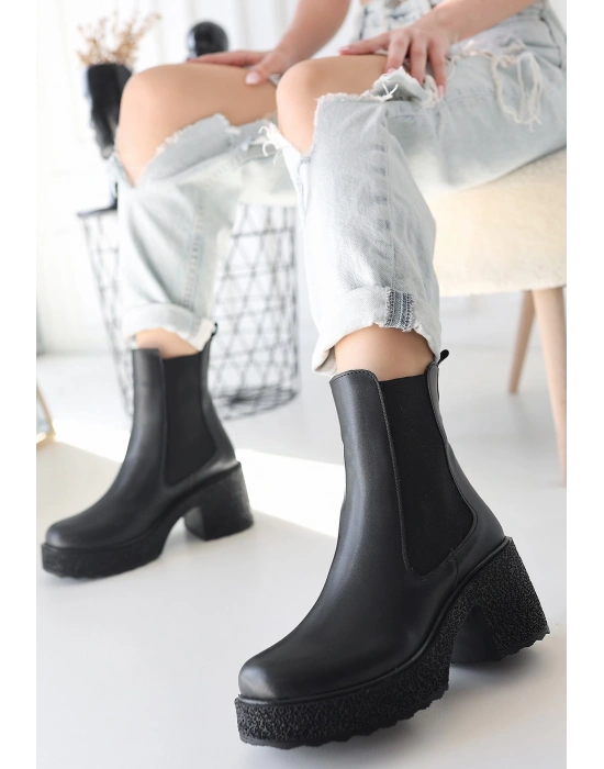 Paigo Siyah Cilt Topuklu Kadın Bot