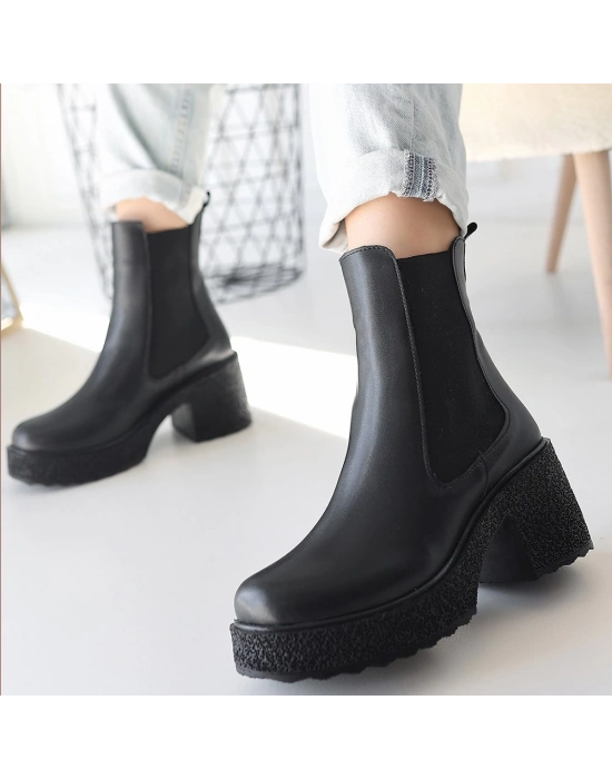 Paigo Siyah Cilt Topuklu Kadın Bot