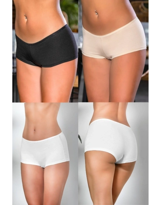 PAMUKLU BOXER KÜLOT (KARIŞIK) SİYAH-BEYAZ-TEN (MGP2963)