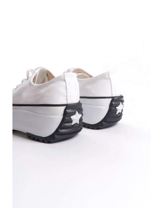 PARIS Bağcıklı Ortopedik Taban Kadın Sneaker Spor Ayakkabı  TBT - Beyaz