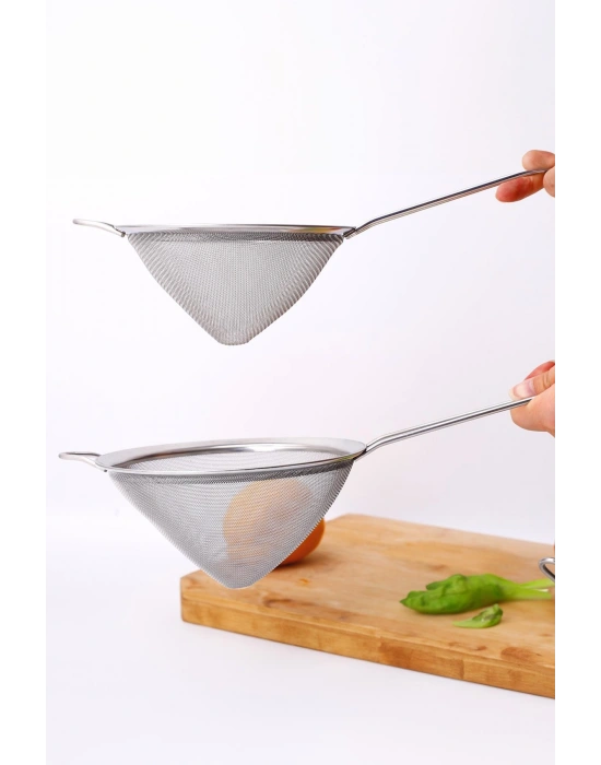 Paslanmaz Çelik Saplı Konik Süzgeç 14 cm