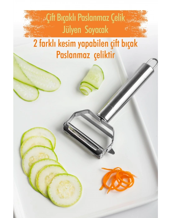 Paslanmaz Çelik Sebze Meyve Julyen Soyucu & Doğrayıcı 17 Cm