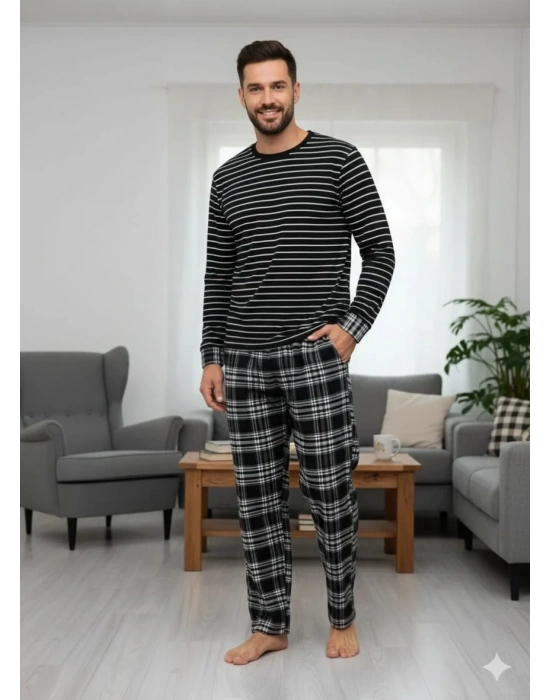 Pijalüx Tek Alt Cepli Ekose Pijama Battal