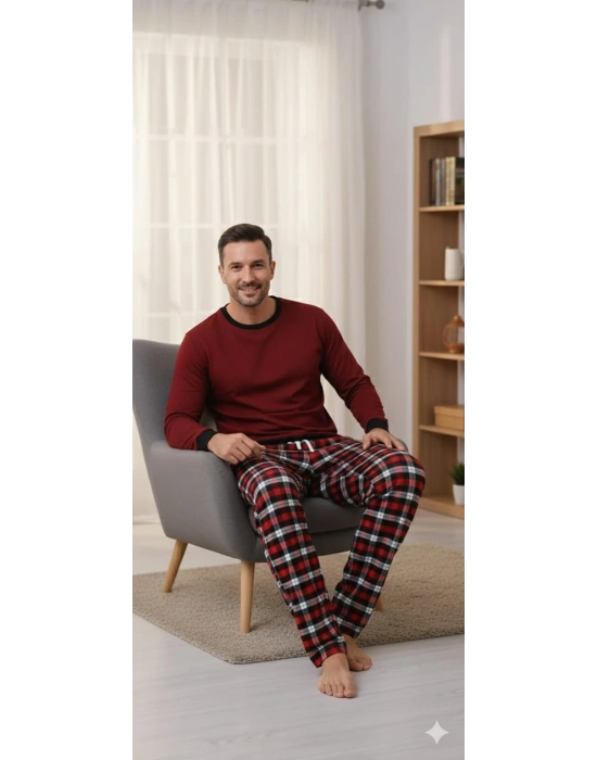 Pijalüx Tek Alt Kareli Kalın Poplin Ev Pantalonu