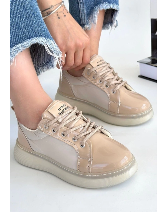 Piona Bej Rugan Bağcıklı Kadın Spor Ayakkabı