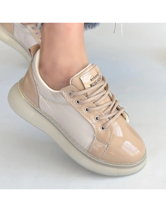 Piona Bej Rugan Bağcıklı Kadın Spor Ayakkabı