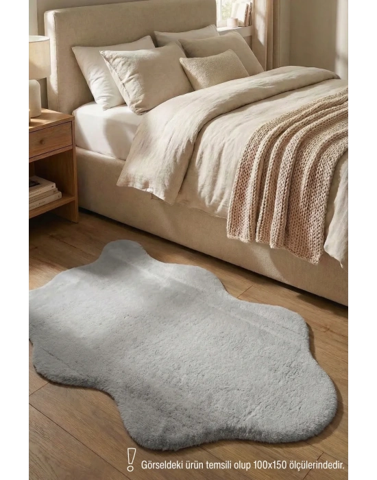 POLY Peluş Post Şeklinde Halı-Gri- Salon-Antre-Oturma Odası-Yumuşak-Kaymaz Taban-Yıkanabilir–Modern-Uygun Fiyat