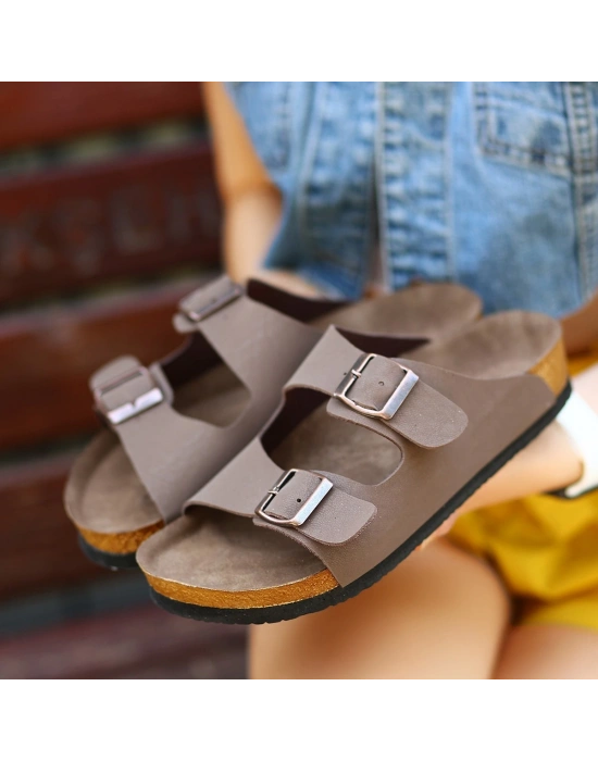 Rıno Kahverengi Nubuk Kadın Terlik