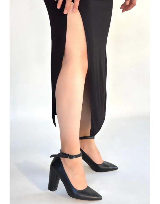 Rity Siyah Cilt Topuklu Ayakkabı