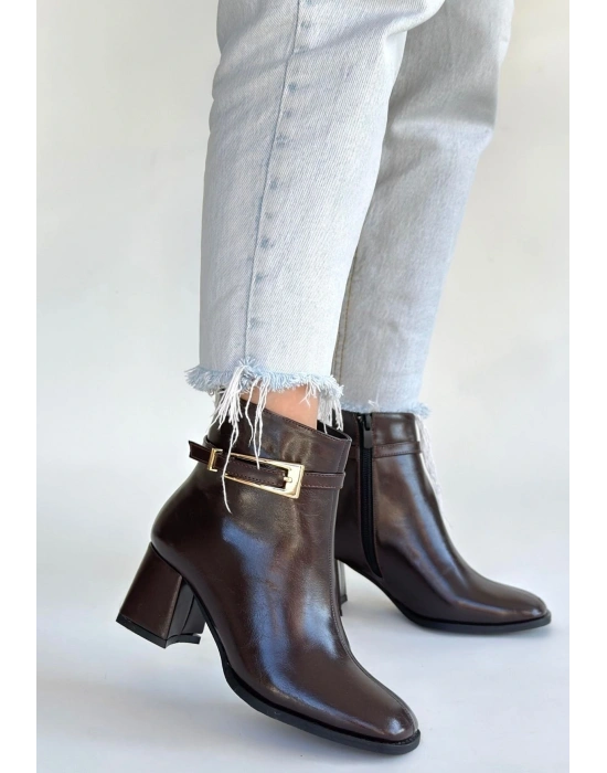 Rivav Acı Kahve Rugan Topuklu Bot